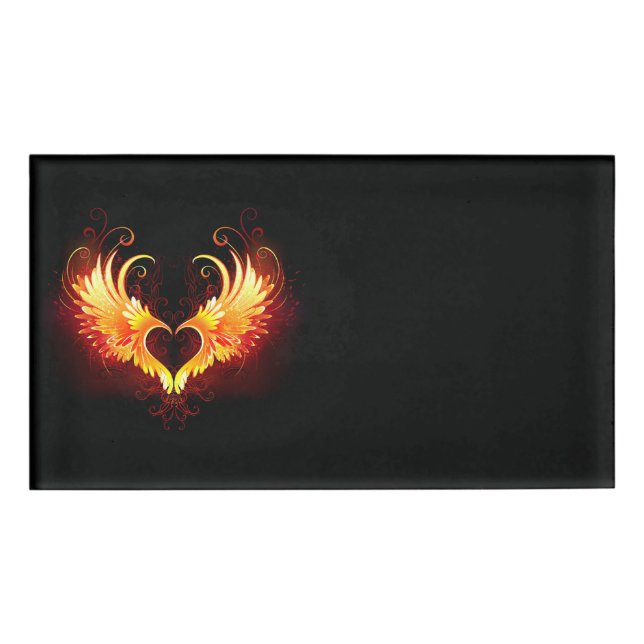 Angel Fire Heart with Wings Namenschild (Vorderseite)