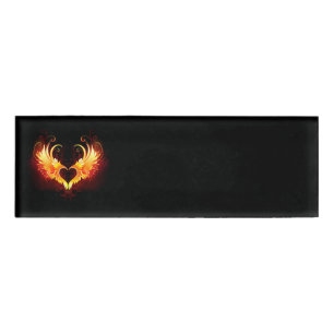 Angel Fire Heart with Wings Namenschild