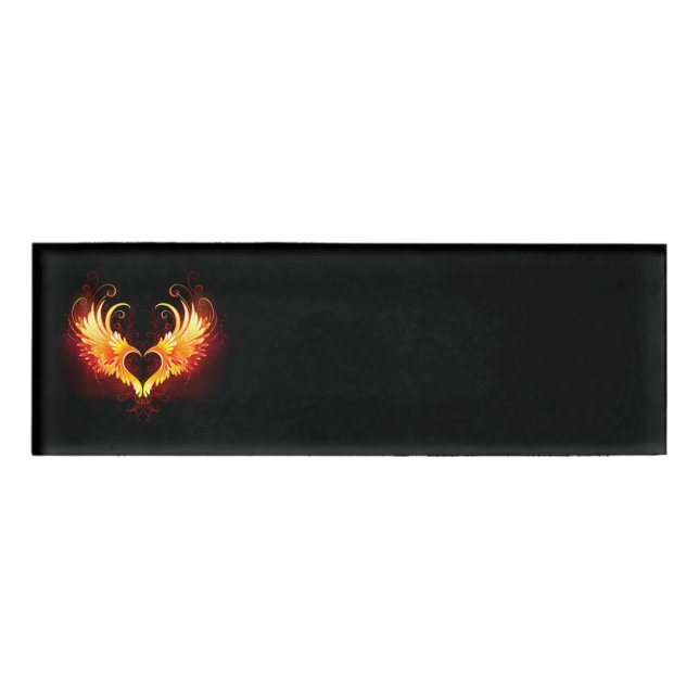 Angel Fire Heart with Wings Namenschild (Vorderseite)