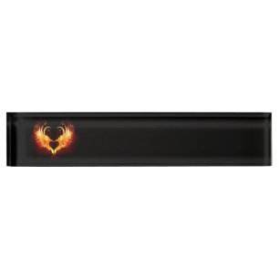 Angel Fire Heart with Wings Namensplakette