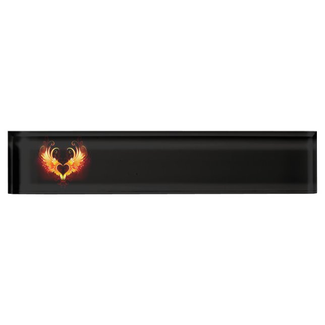 Angel Fire Heart with Wings Namensplakette (Vorderseite)