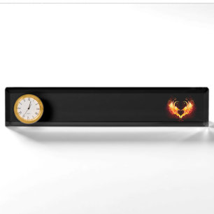 Angel Fire Heart with Wings Namensplakette