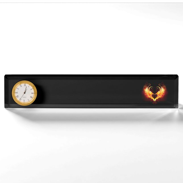 Angel Fire Heart with Wings Namensplakette (Vorderseite)