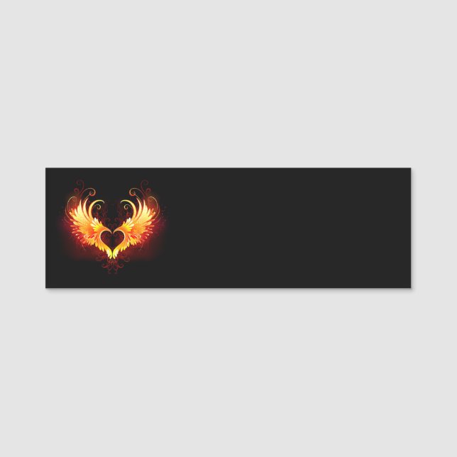 Angel Fire Heart with Wings Namensschild (Vorderseite)