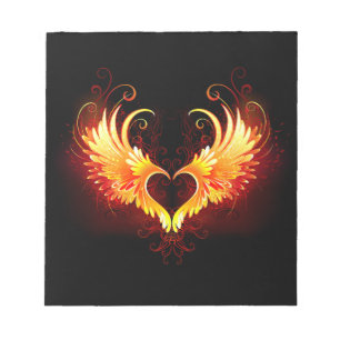 Angel Fire Heart with Wings Notizblock