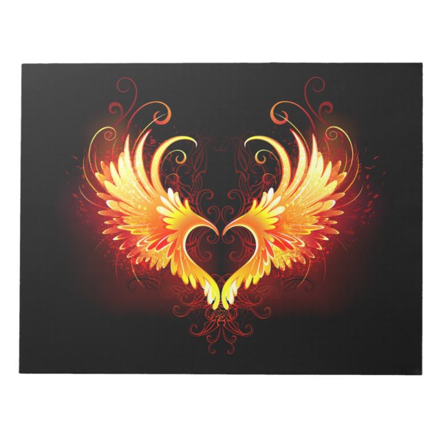 Angel Fire Heart with Wings Notizblock (Vorderseite)