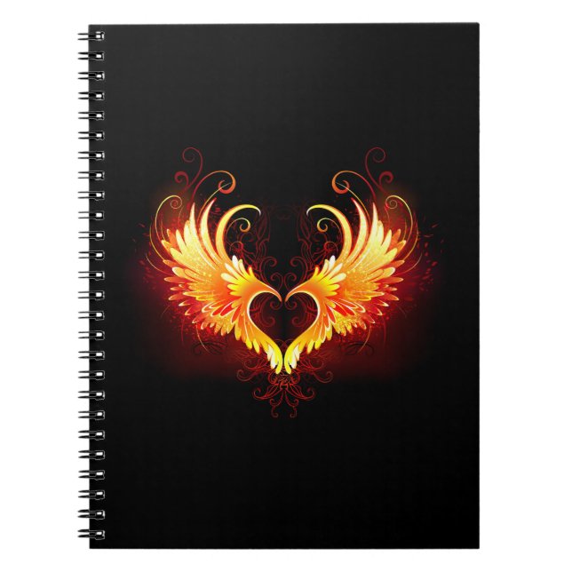 Angel Fire Heart with Wings Notizblock (Vorderseite)