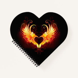 Angel Fire Heart with Wings Notizbuch