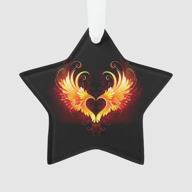 Angel Fire Heart with Wings Ornament (Vorderseite)
