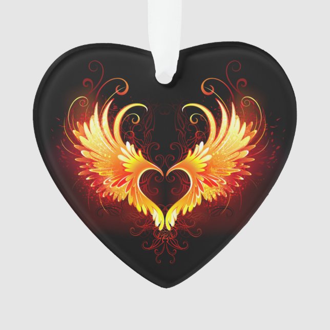 Angel Fire Heart with Wings Ornament (Vorderseite)