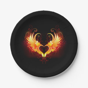 Angel Fire Heart with Wings Pappteller
