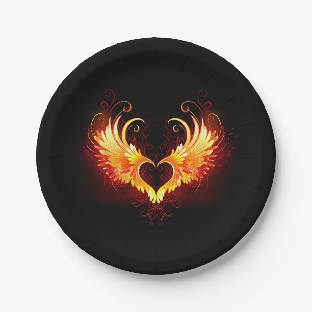 Angel Fire Heart with Wings Pappteller (Vorderseite)