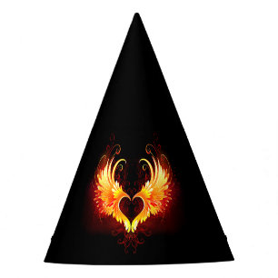 Angel Fire Heart with Wings Partyhütchen