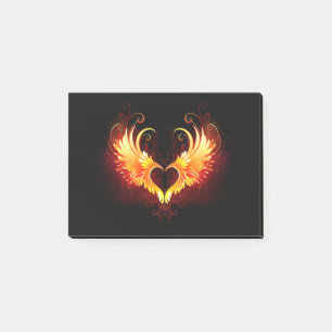 Angel Fire Heart with Wings Post-it Klebezettel