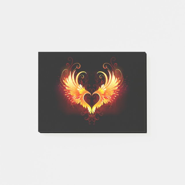 Angel Fire Heart with Wings Post-it Klebezettel (Vorderseite)