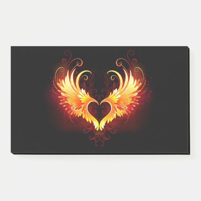 Angel Fire Heart with Wings Post-it Klebezettel (Vorderseite)