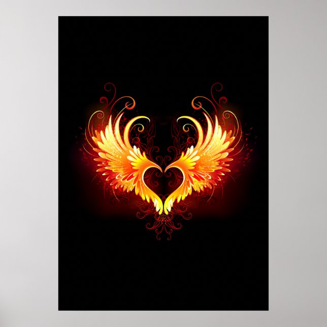 Angel Fire Heart with Wings Poster (Vorne)