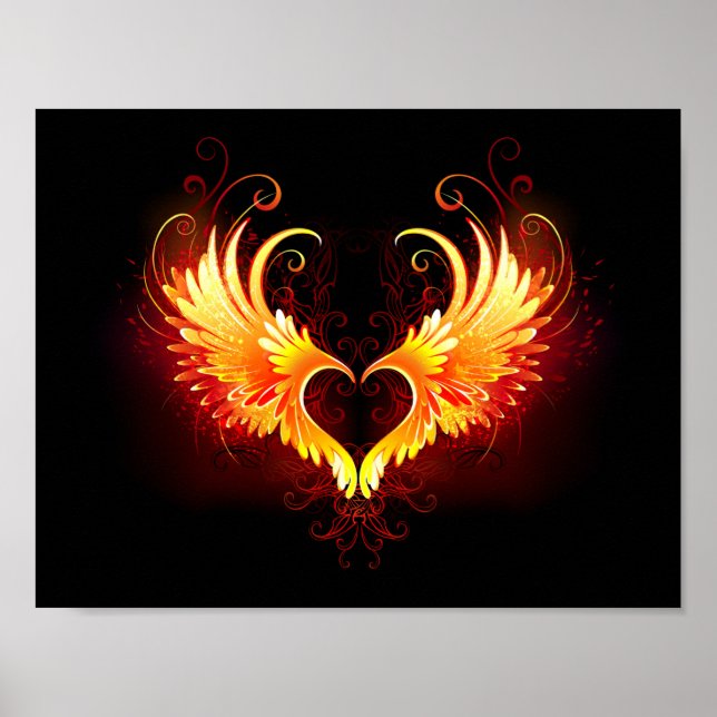 Angel Fire Heart with Wings Poster (Vorne)
