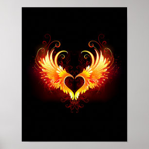Angel Fire Heart with Wings Poster