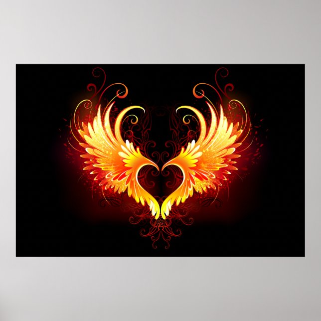 Angel Fire Heart with Wings Poster (Vorne)