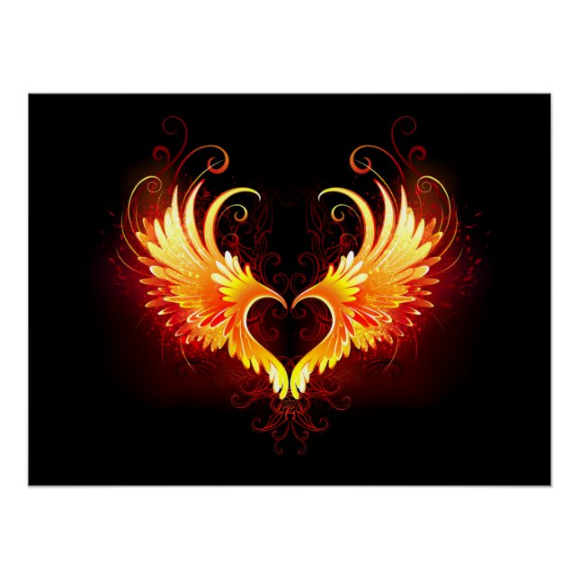 Angel Fire Heart with Wings Poster (Vorderseite)