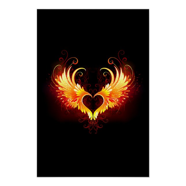 Angel Fire Heart with Wings Poster (Vorderseite)