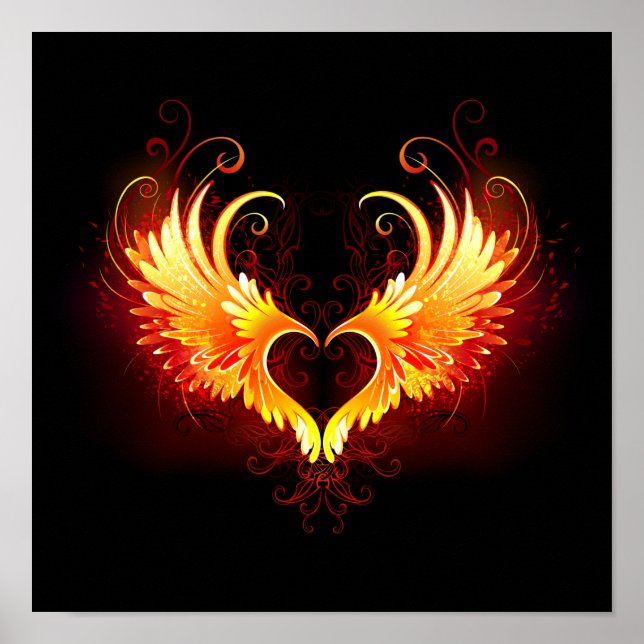 Angel Fire Heart with Wings Poster (Vorne)