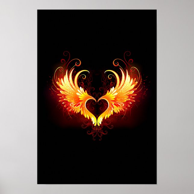 Angel Fire Heart with Wings Poster (Vorne)