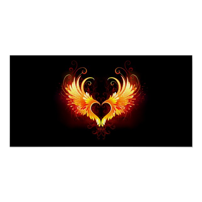 Angel Fire Heart with Wings Poster (Vorderseite)