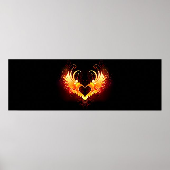 Angel Fire Heart with Wings Poster (Vorne)