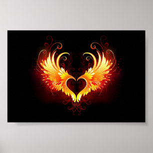 Angel Fire Heart with Wings Poster
