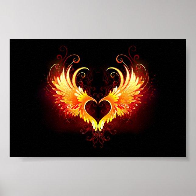 Angel Fire Heart with Wings Poster (Vorne)