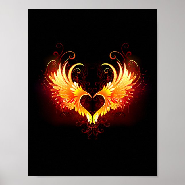 Angel Fire Heart with Wings Poster (Vorne)