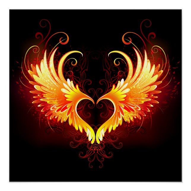Angel Fire Heart with Wings Poster (Vorderseite)