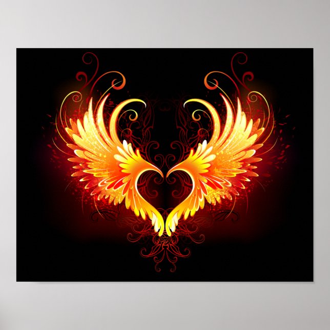 Angel Fire Heart with Wings Poster (Vorne)