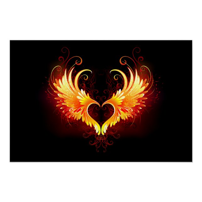Angel Fire Heart with Wings Poster (Vorderseite)