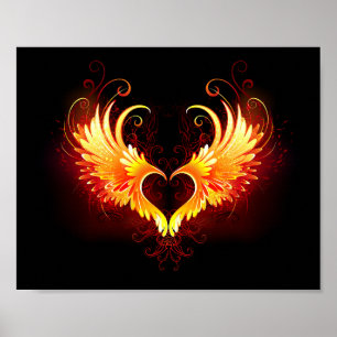 Angel Fire Heart with Wings Poster