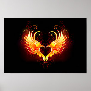 Angel Fire Heart with Wings Poster