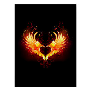 Angel Fire Heart with Wings Poster