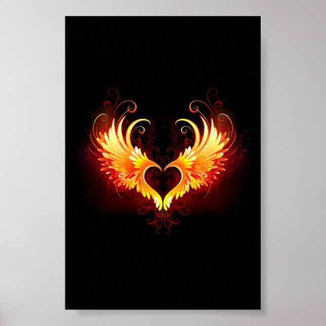 Angel Fire Heart with Wings Poster (Vorne)