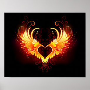 Angel Fire Heart with Wings Poster