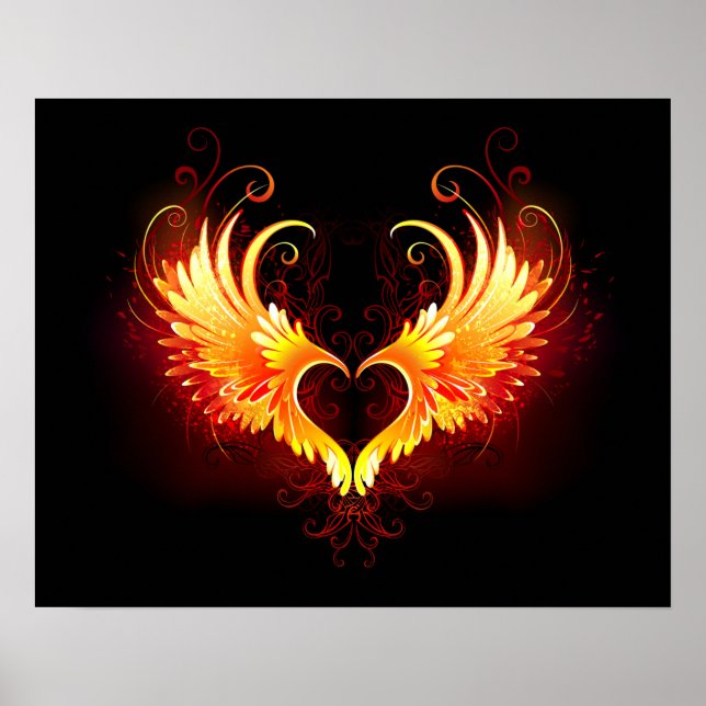 Angel Fire Heart with Wings Poster (Vorne)