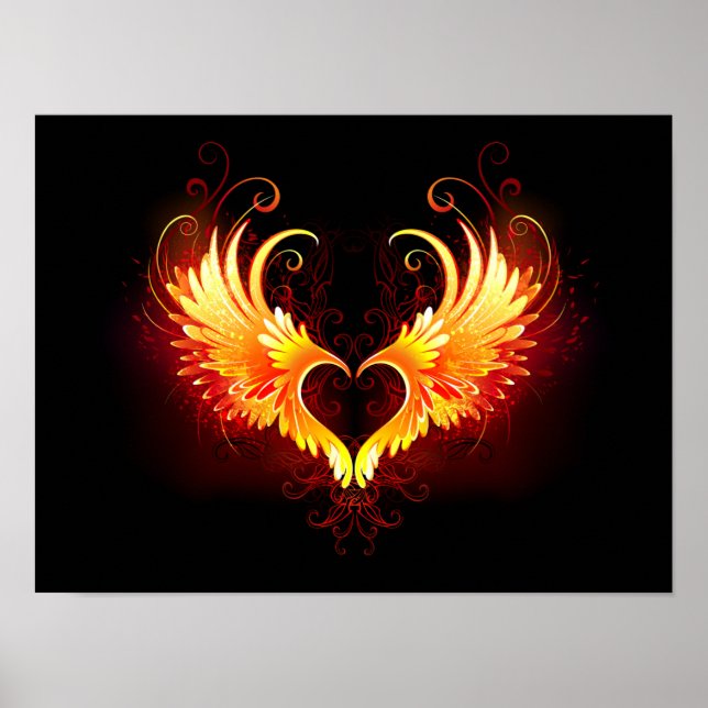 Angel Fire Heart with Wings Poster (Vorne)