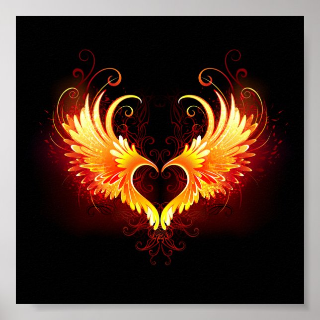Angel Fire Heart with Wings Poster (Vorne)