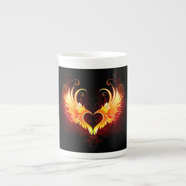 Angel Fire Heart with Wings Prozellantasse (Vorderseite)