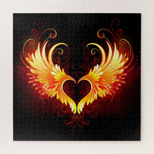 Angel Fire Heart with Wings Puzzle (Horizontal)