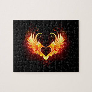 Angel Fire Heart with Wings Puzzle