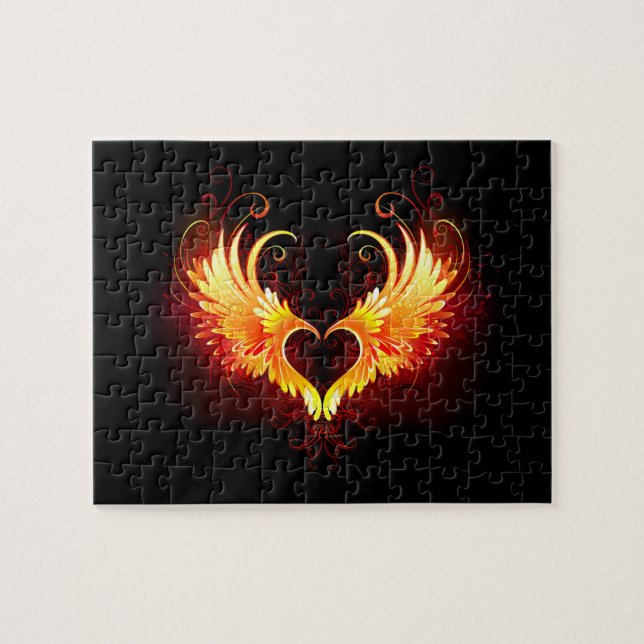 Angel Fire Heart with Wings Puzzle (Horizontal)
