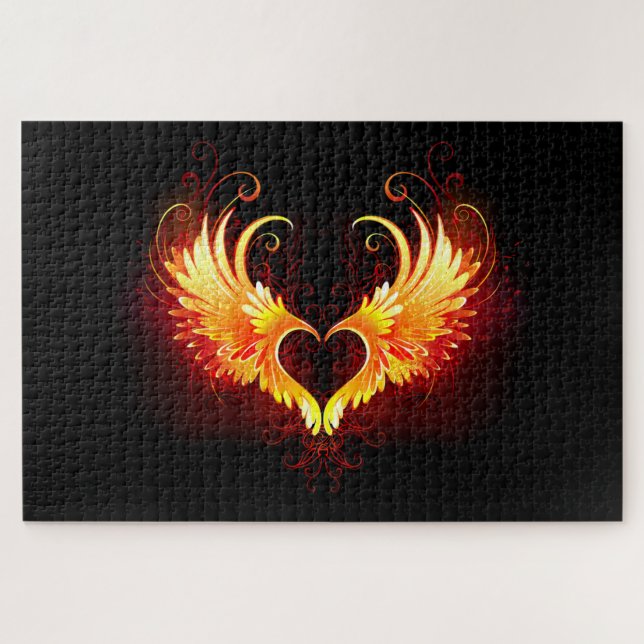 Angel Fire Heart with Wings Puzzle (Horizontal)