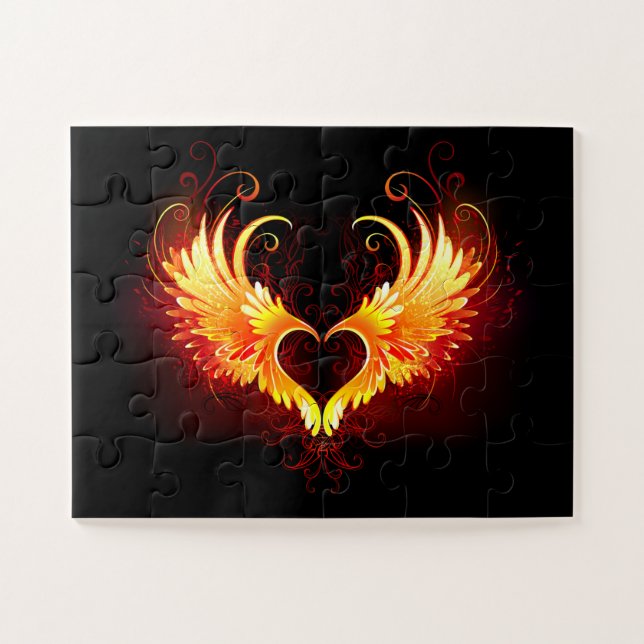 Angel Fire Heart with Wings Puzzle (Horizontal)